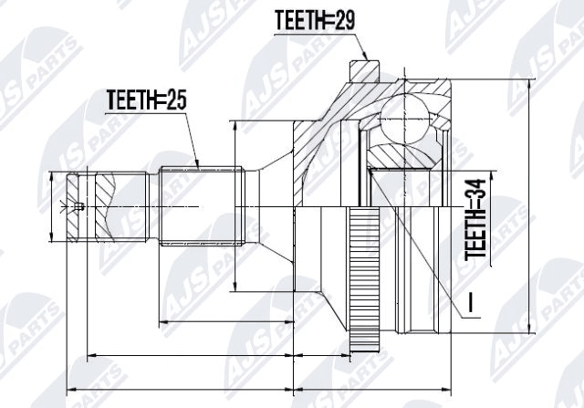 каре комплект, полуоска NTY                 