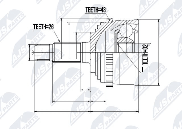 каре комплект, полуоска NTY                 