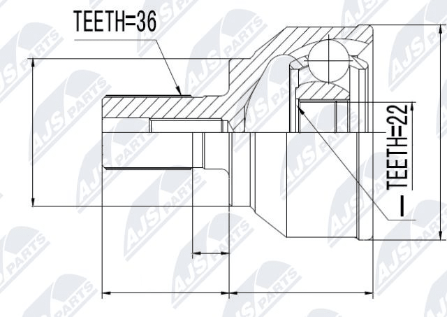 каре комплект, полуоска NTY                 