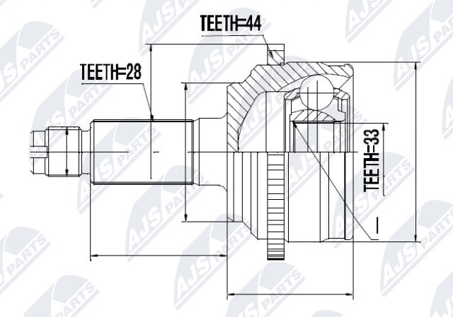 каре комплект, полуоска NTY                 