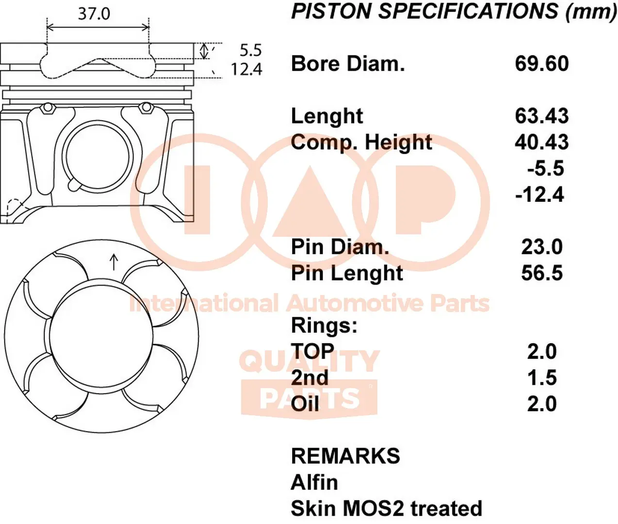 Бутало и сегменти за FIAT PANDA (169) 1.3 D Multijet 4x4 100-16077 IAP QUALITY PARTS   