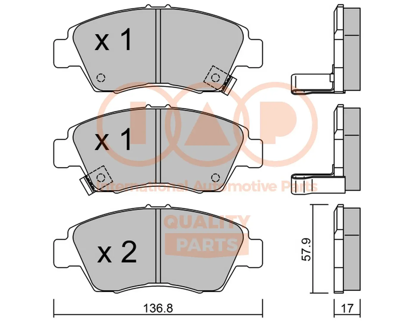 комплект спирачно феродо, дискови спирачки IAP QUALITY PARTS   