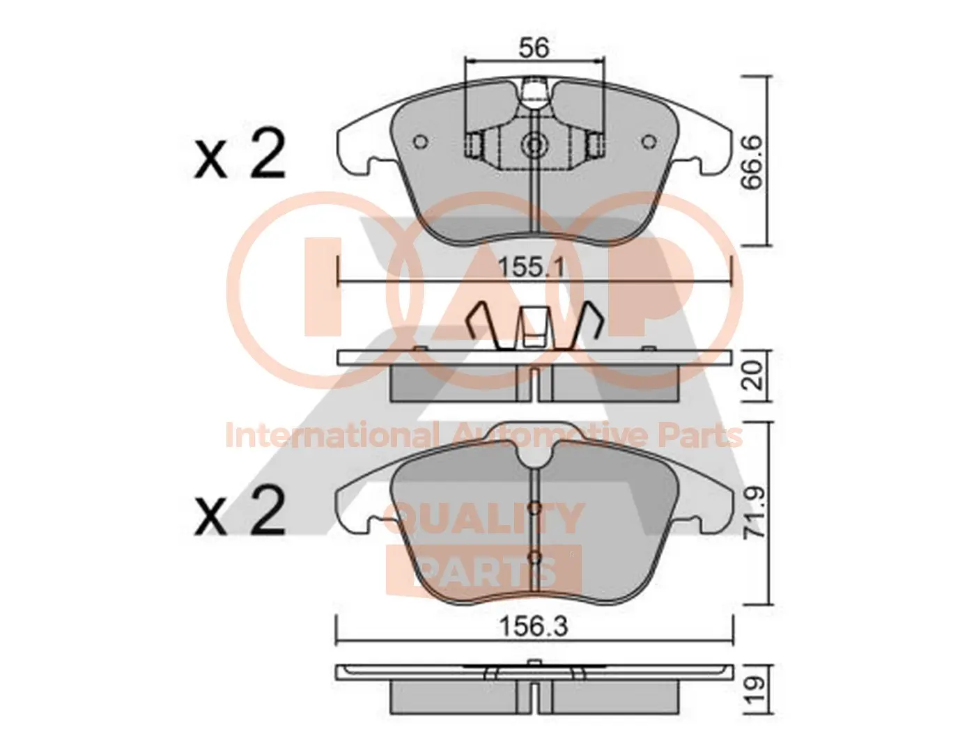 комплект спирачно феродо, дискови спирачки IAP QUALITY PARTS   