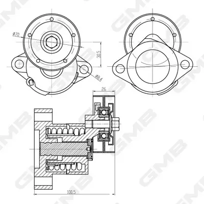 обтягащо рамо, пистов ремък GMB                 