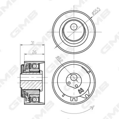 обтяжна ролка, ангренаж GMB                 