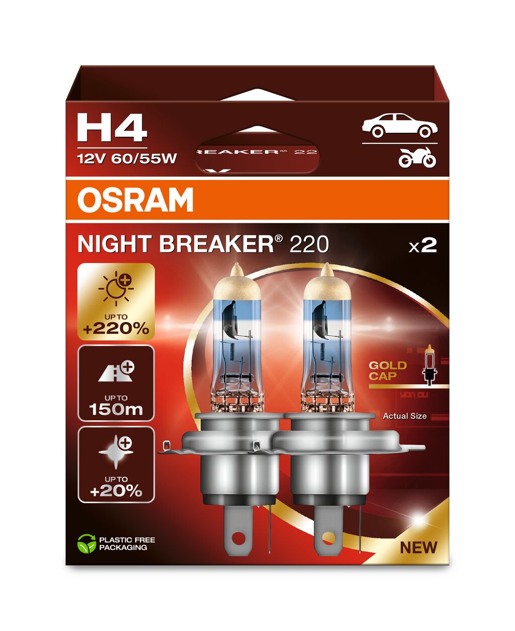 NIGHT BREAKER® 220 , крушка с нагреваема жичка, фар за дълги светлини ams-OSRAM