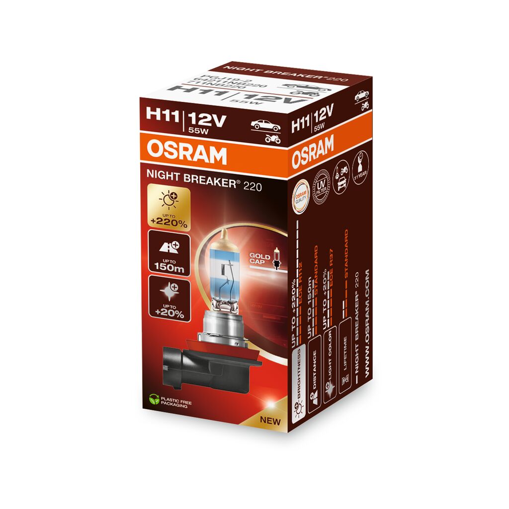 NIGHT BREAKER® 220 , крушка с нагреваема жичка, фар за дълги светлини ams-OSRAM