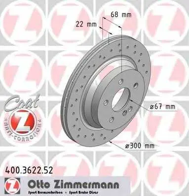 ➡️ Спирачни дискове ZIMMERMANN 400.3622.52 за Mercedes-Benz E-CLASS (W211)  E 280 CDI 4-matic ➡️ AutoProfi.BG ®