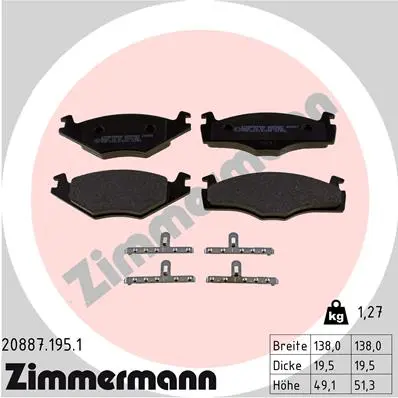 Комплект спирачно феродо, дискови спирачки ZIMMERMANN