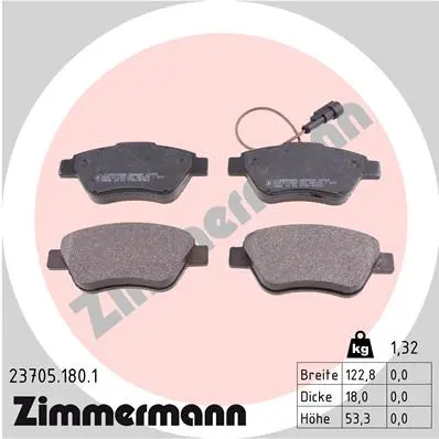 Комплект спирачно феродо, дискови спирачки ZIMMERMANN 23705.180.1