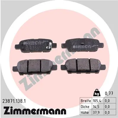 Комплект спирачно феродо, дискови спирачки ZIMMERMANN 23871.138.1