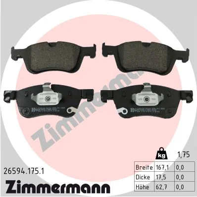 Комплект спирачно феродо, дискови спирачки ZIMMERMANN