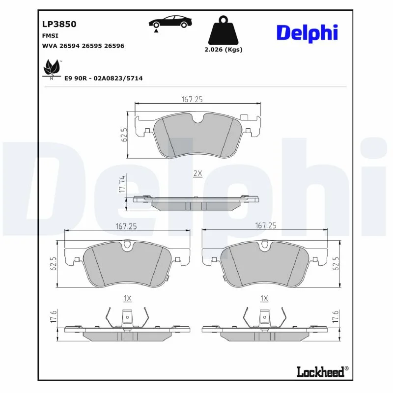 Комплект спирачно феродо, дискови спирачки DELPHI